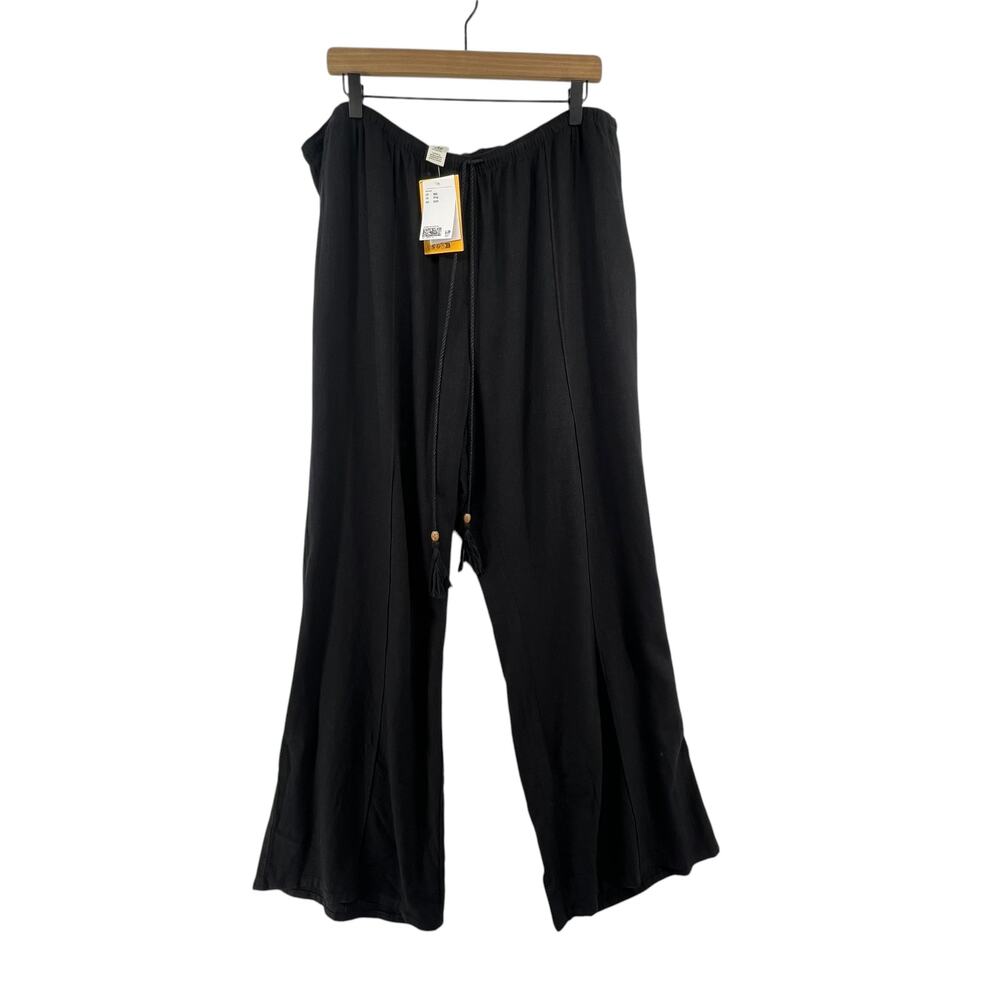 H&M NEW Linen Blend Pants Size XXL Wide Leg Black Linen Blend